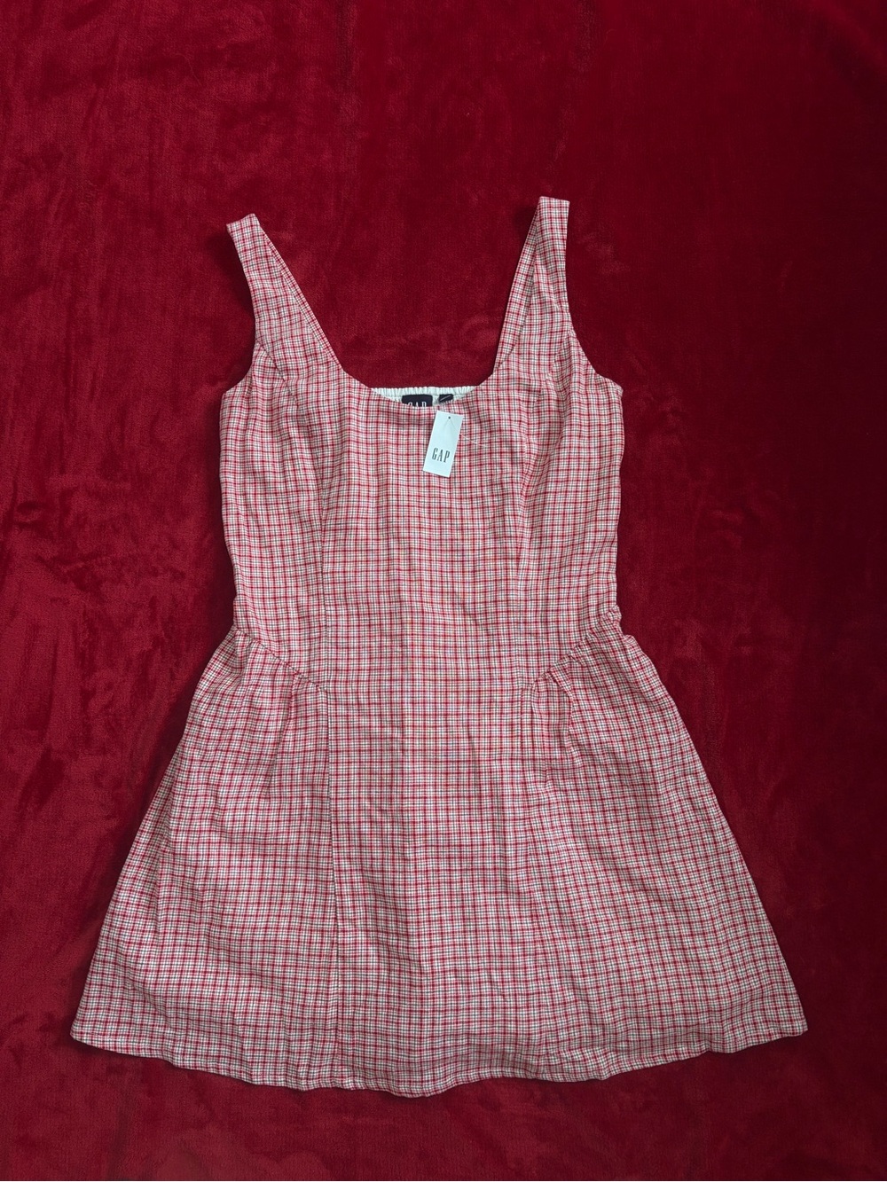GAP Red & White Gingham Plaid Mini Dress - Size M